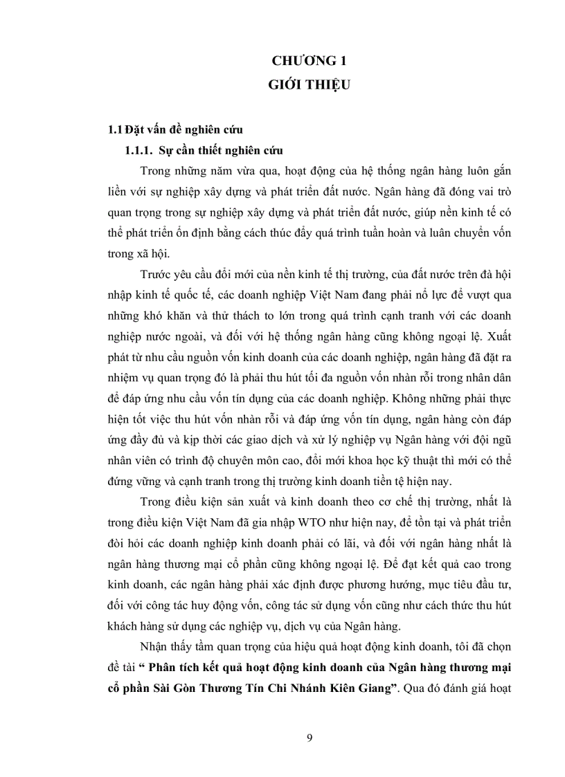 image for page Phân tích kết quả hoạt động kinh doanh của Ngân hàng thương mại cổ phần Sài Gòn Thương Tín Chi Nhánh Kiên Giang