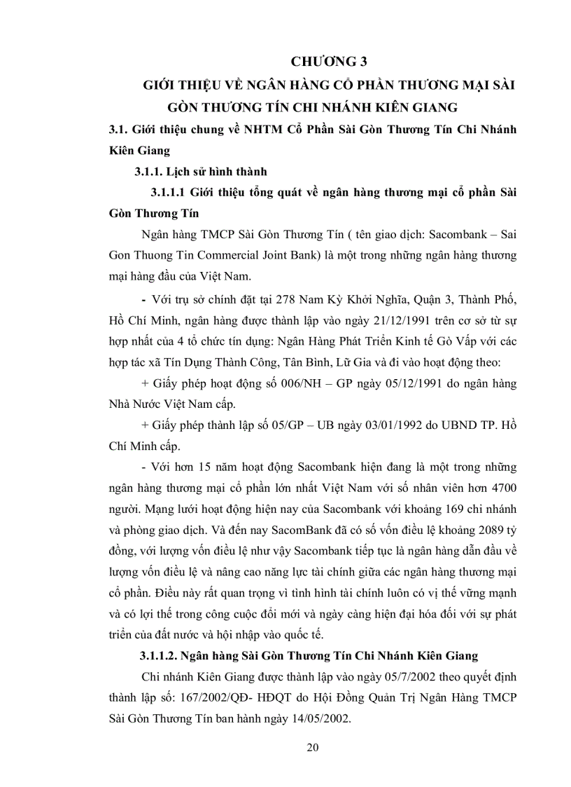 image for page Phân tích kết quả hoạt động kinh doanh của Ngân hàng thương mại cổ phần Sài Gòn Thương Tín Chi Nhánh Kiên Giang