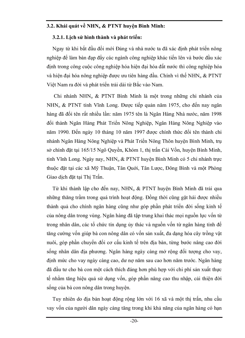 image for page Phân tích tình hình cho vay hộ sản xuất và rủi ro trong cho vay hộ sản xuất tại Ngân hàng Nông nghiệp và Phát triển Nông thôn huyện Bình Minh