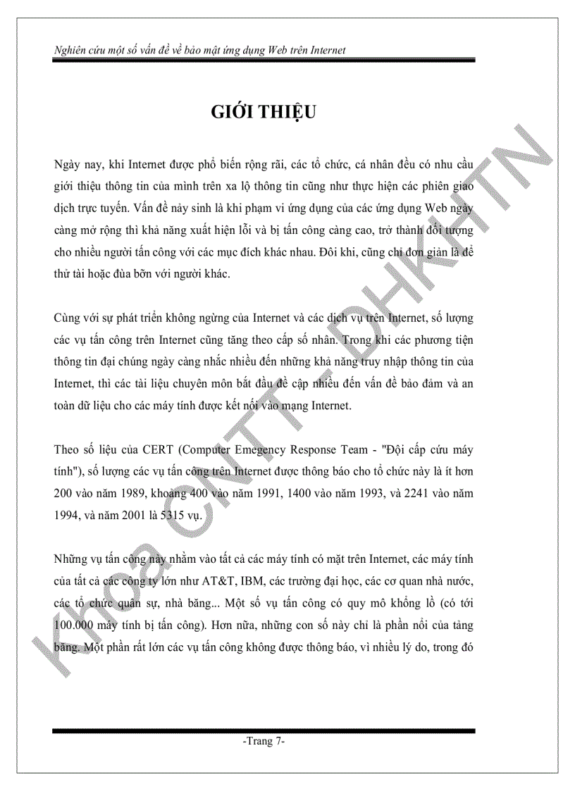 image for page Nghiên cứu một số vấn đề về bảo mật ứng dụng web trên internet