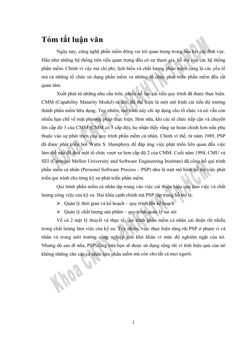 image for page Các phương pháp luận trong PSP về quy trình quản lý sai sót