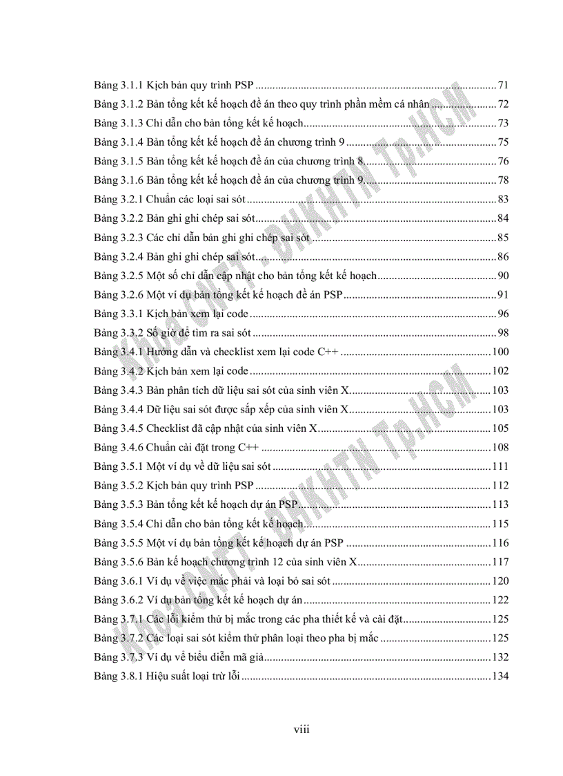 image for page Các phương pháp luận trong PSP về quy trình quản lý sai sót