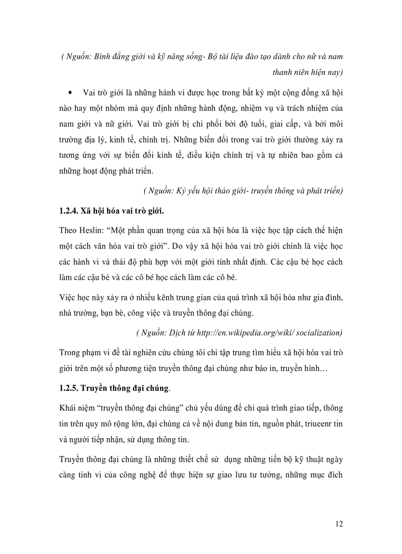 image for page Xã hội hóa vai trò giới trên một số phương tiện truyền thông đại chúng