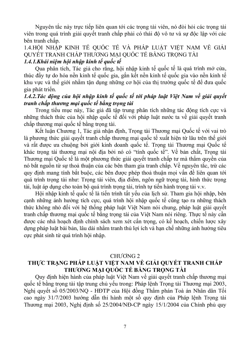 image for page Giải quyết tranh chấp thương mại quốc tế bằng trọng tài ở Việt Nam trong điều kiện hội nhập kinh tế quốc tế