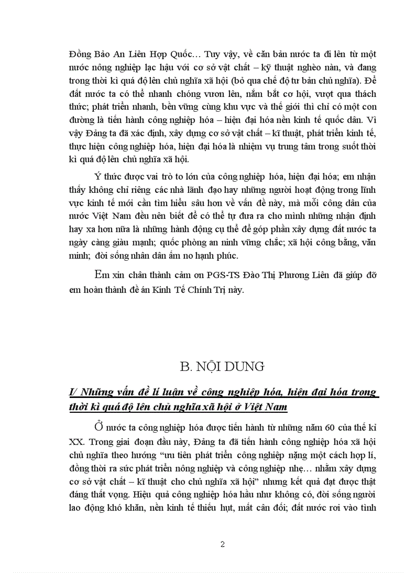 Công nghiệp hóa hiện đại hóa trong thời kì quá độ lên chủ nghĩa xã hội ở Việt Nam