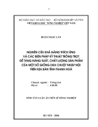 Nghiên cứu khả năng thích ứng và các biện pháp kỹ thuật trồng trọt để tăng năng suất chất lượng sản phẩm của một số giống dưa chuột nhập nội trên địa bàn tỉnh Thanh Hoá