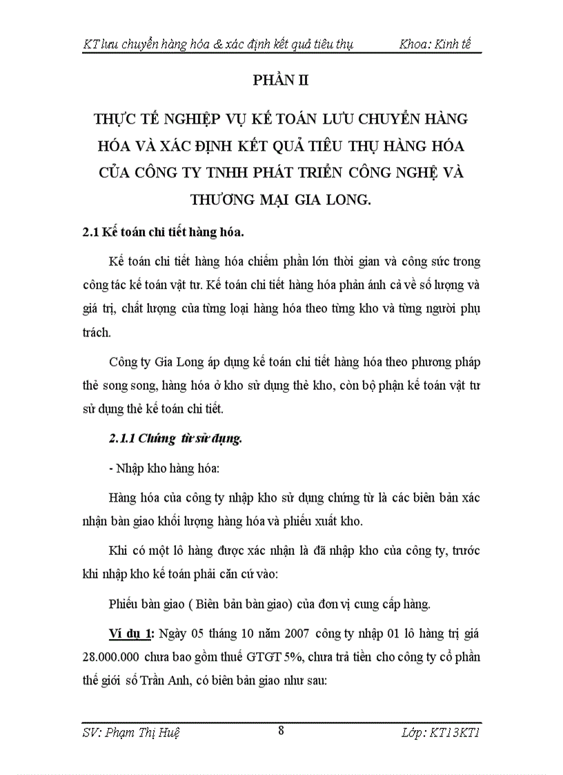 image for page Kế toán lưu chuyển hàng hóa và xác định kết quả tiêu thụ hàng hóa của công ty TNHH phát triển và công nghệ Gia Long