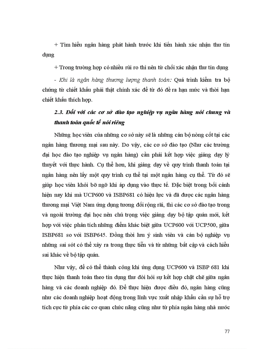 image for page Ứng dụng thực tế của UCP 600 và ISBP 681 trong việc tạo lập và kiểm tra bộ chứng từ thanh toán theo phương thức tín dụng chứng từ tại một số ngân hàng thương mại