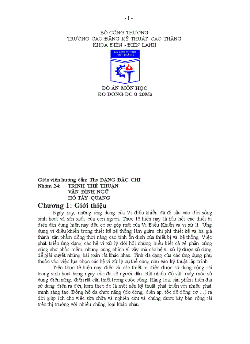 image for page ĐỒ ÁN MÔN HỌC ĐO DÒNG DC 0 20Ma