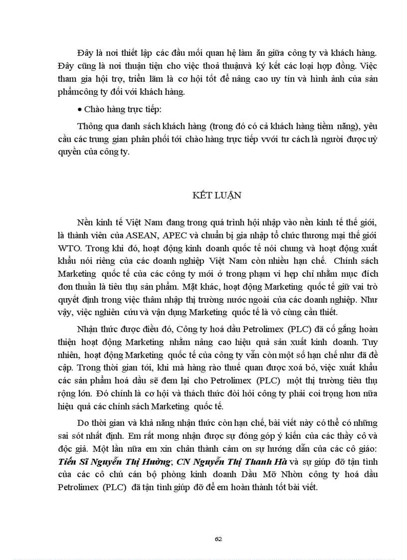 image for page Hoàn thiện hoạt động Marketing quốc tế nhằm thúc đẩy xuất khẩu các sản phẩm hoá dầu tại Công ty Hoá dầu PETROLIMEX PLC