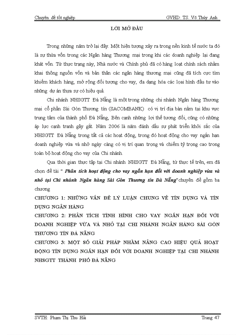 image for page Phân tích hoạt động cho vay ngắn hạn đối với doanh nghiệp vừa và nhỏ tại chi nhánh ngân hàng sài gòn thương tín đà nẵng