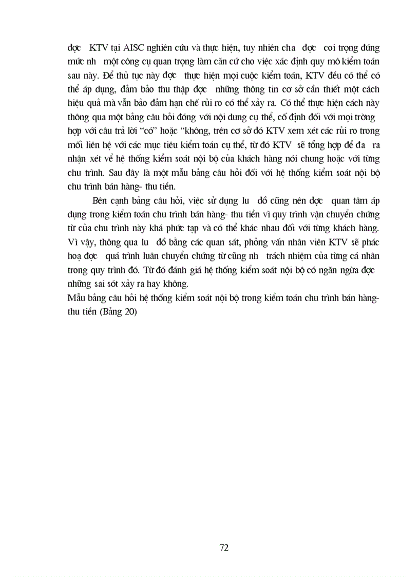 image for page Kiểm toán chu trình bán hàng thu tiền trong kiểm toán báo cáo tài chính do Công ty Kiểm toán và Dịch vụ Tin học AISC