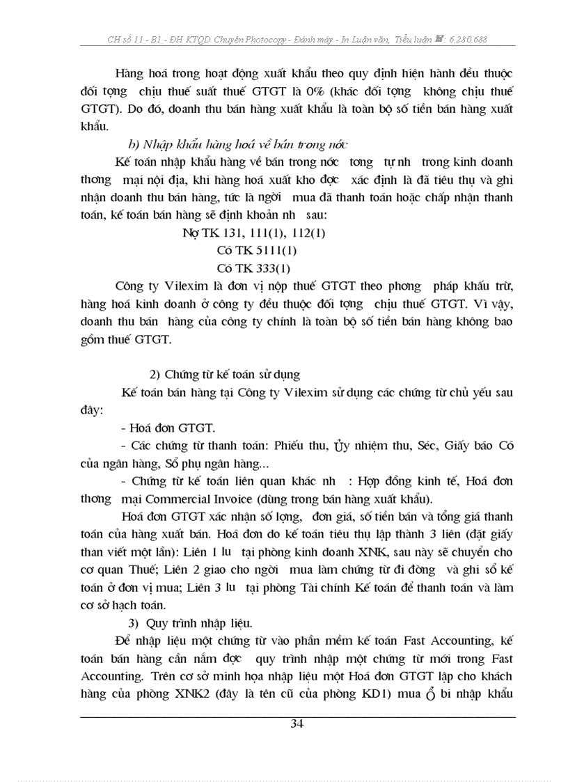 image for page Kế toán tiêu thụ và xác định kết quả tiêu thụ hàng hoá tại Công ty CP XNK và Hợp tác đầu tư Vilexim