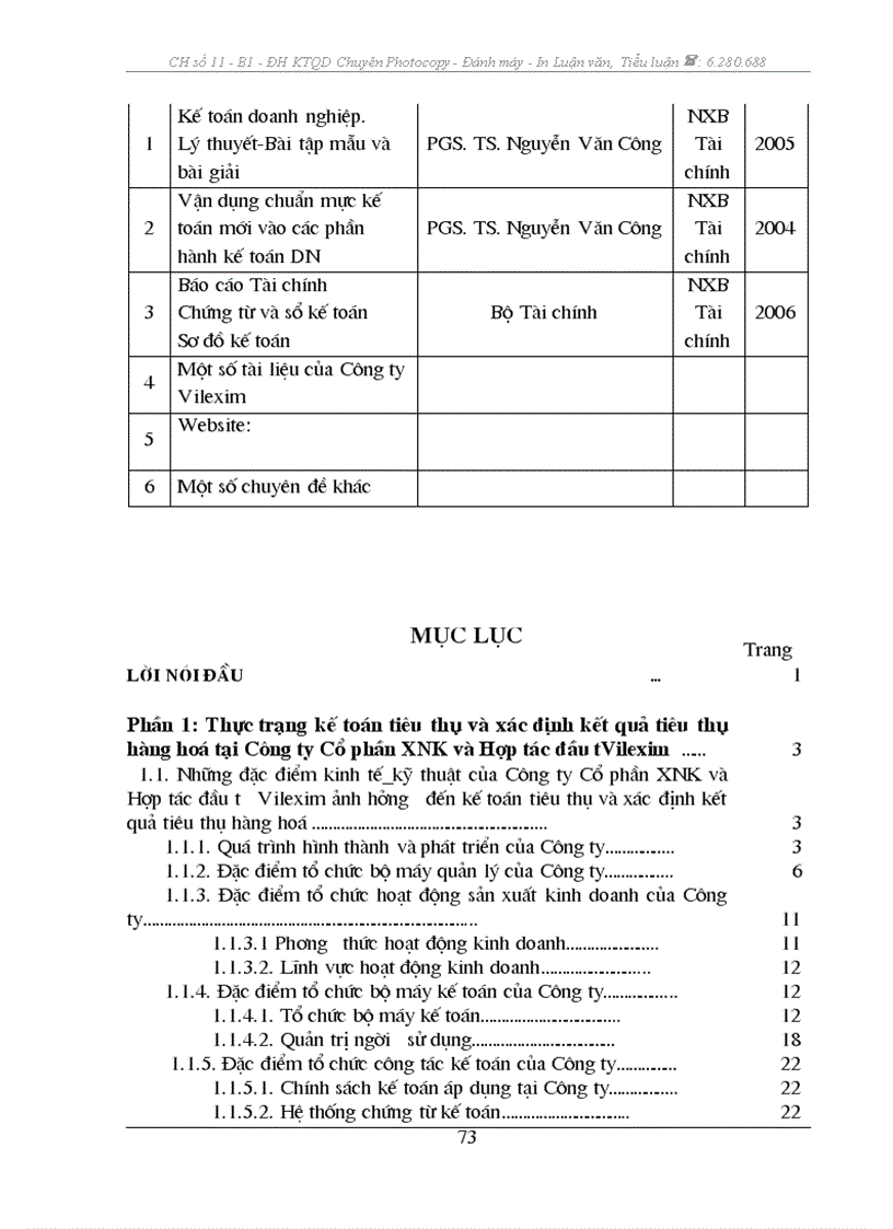 image for page Kế toán tiêu thụ và xác định kết quả tiêu thụ hàng hoá tại Công ty CP XNK và Hợp tác đầu tư Vilexim