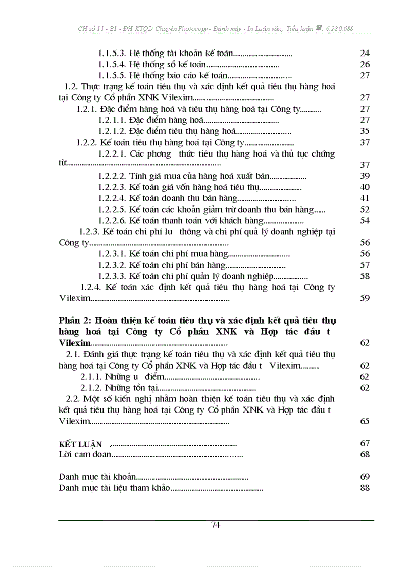 image for page Kế toán tiêu thụ và xác định kết quả tiêu thụ hàng hoá tại Công ty CP XNK và Hợp tác đầu tư Vilexim