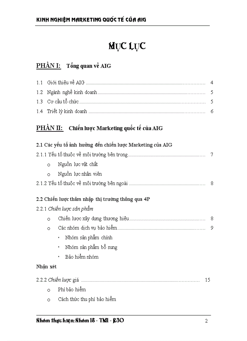 image for page Chiến lược Marketing quốc tế của AIG