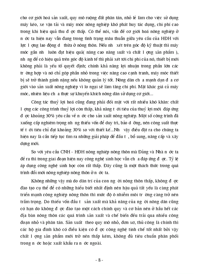 image for page Thực trạng và giải pháp công nghiệp hoá hiện đại hoá nông nghiệp nông thôn ở nước ta hiện nay