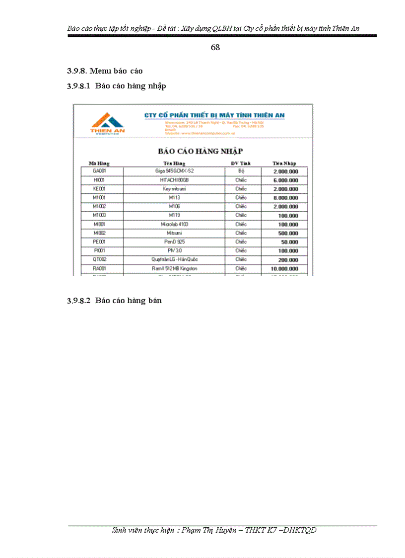 image for page Xây dựng quản lý bán hàng tại Cty cổ phần thiết bị máy tính Thiên An