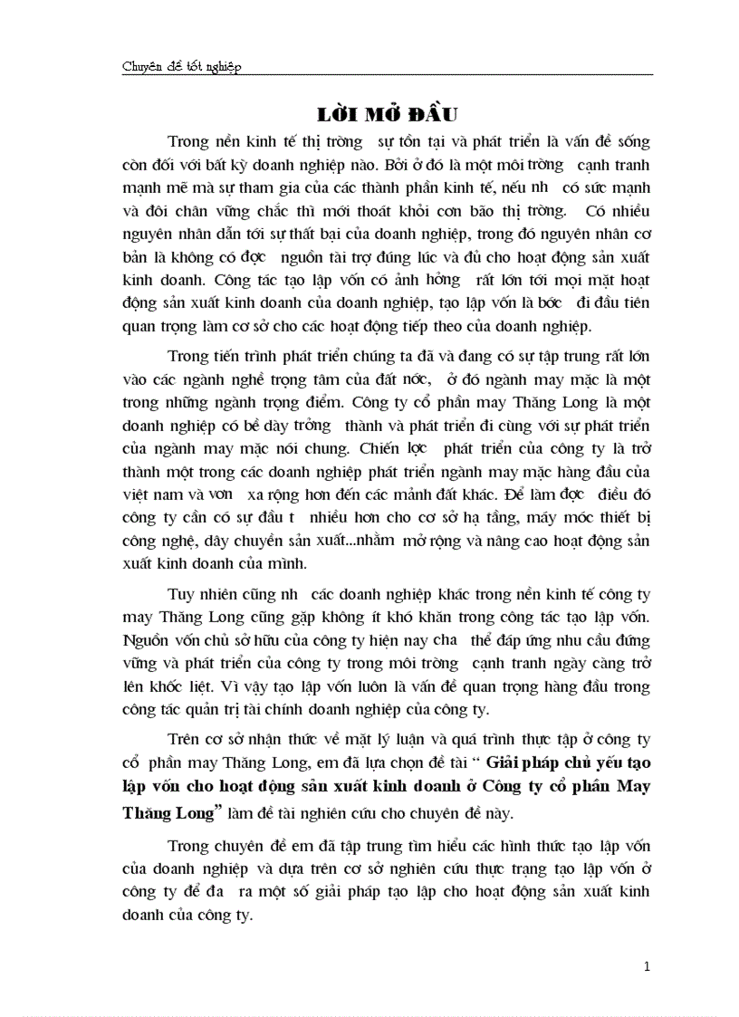 image for page Giải pháp chủ yếu tạo lập vốn cho hoạt động sản xuất kinh doanh ở Công ty cổ phần May Thăng Long