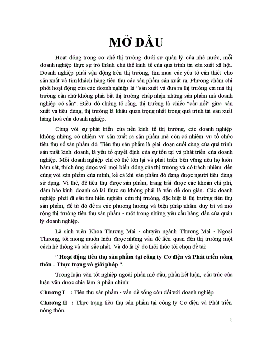 image for page Hoạt động tiêu thụ sản phẩm tại công ty Cơ điện và Phát triển nông thôn Thực trạng và giải pháp