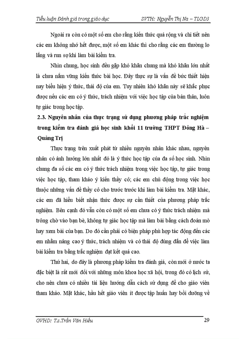 image for page Thực trạng sử dụng phương pháp trắc nghiệm trong kiểm tra đánh giá môn lịch sử của học sinh khối 11 trường THPT Đông Hà Quảng Trị