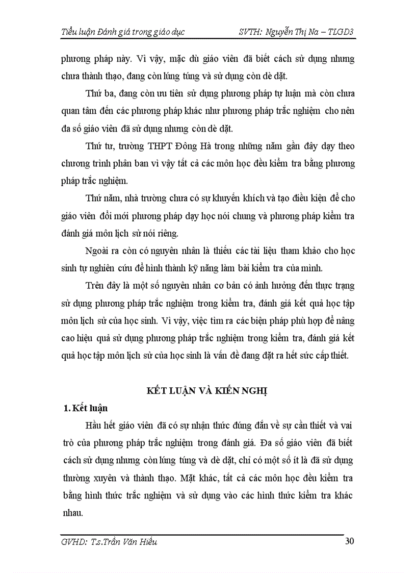 image for page Thực trạng sử dụng phương pháp trắc nghiệm trong kiểm tra đánh giá môn lịch sử của học sinh khối 11 trường THPT Đông Hà Quảng Trị