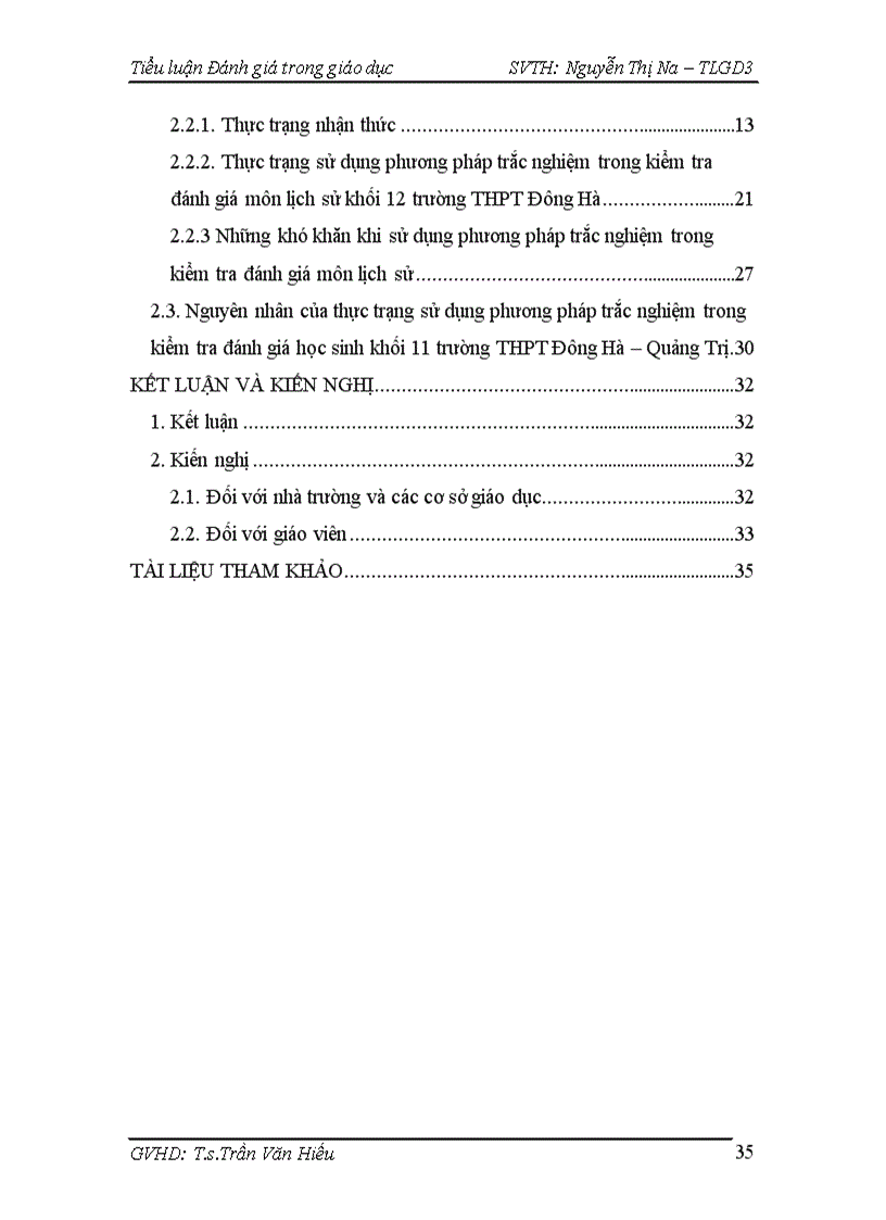 image for page Thực trạng sử dụng phương pháp trắc nghiệm trong kiểm tra đánh giá môn lịch sử của học sinh khối 11 trường THPT Đông Hà Quảng Trị