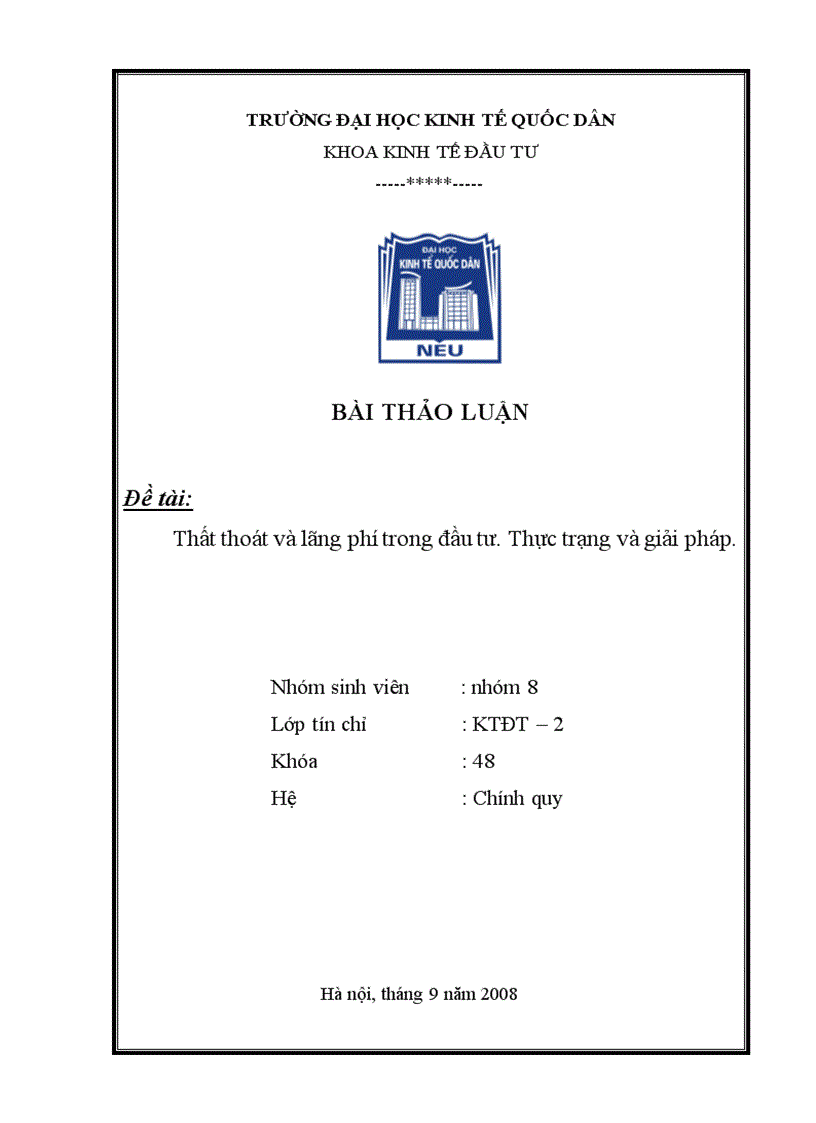 image for page Thất thoát và lãng phí trong đầu tư Thực trạng và giải pháp