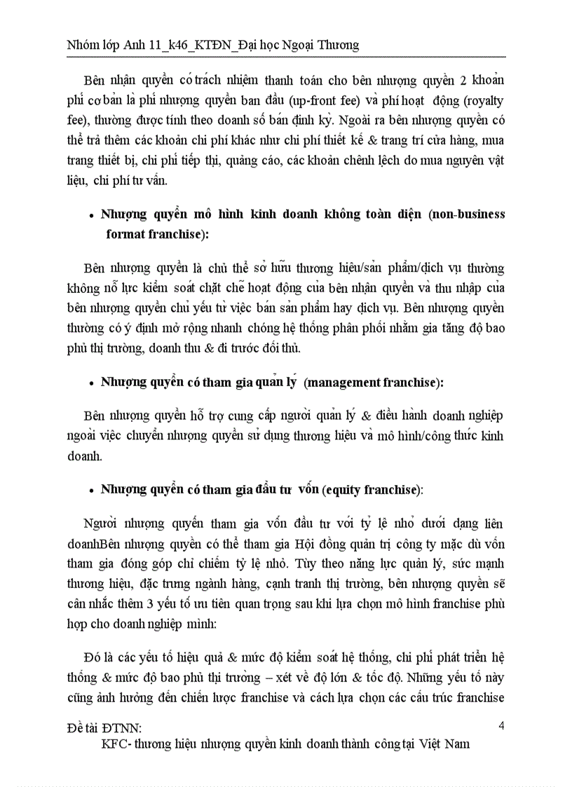 Nhóm 4 Mô hình nhượng quyền thương hiệu thành công của KFC 1  Danh sách  nhóm 1 BÙI THỊ THU PHƯƠNG  Studocu