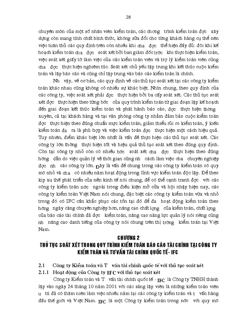 image for page Hoàn thiện thủ tục soát xét trong quy trình kiểm toán báo cáo tài chính tại Công ty Kiểm toán và Tư vấn tài chính Quốc tế IFC