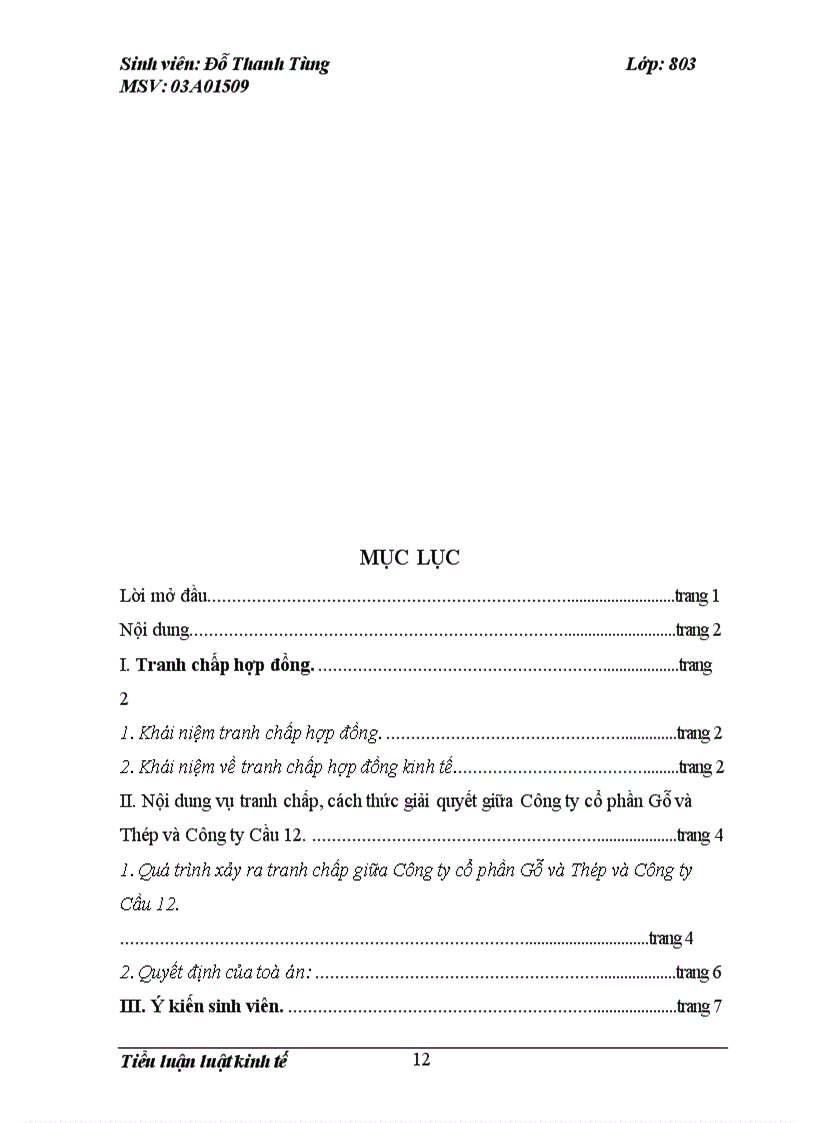 image for page Quá trình xẩy ra tranh chấp hợp đồng kinh tế và Giải quyết tranh chấp của công ty cổ phần Gỗ và Thép và công ty Cầu 12