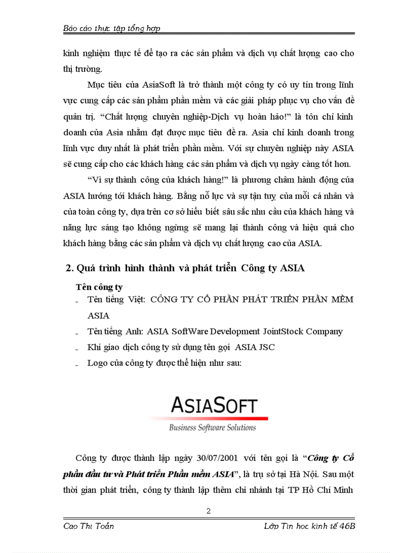image for page Báo cáo thực tập tổng hợp tại Công ty CP phát triển phần mềm ASIA