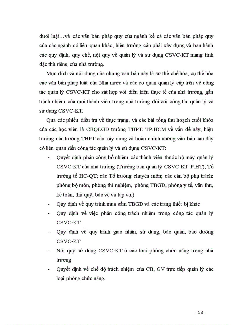 image for page Các biện pháp quản lý của hiệu trưởng nhằm nâng cao hiệu quả sử dụng CSVC KT phục vụ cho việc dạy và học ở trường THPT công lập TPHCM