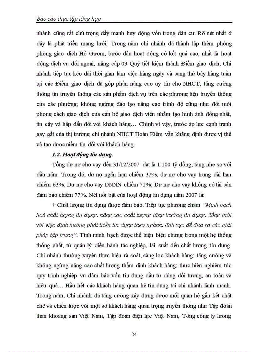 image for page Báo cáo thực tập Tại chi nhánh ngân hàng NHTMCP Công Thương VietinBank Hoàn Kiếm