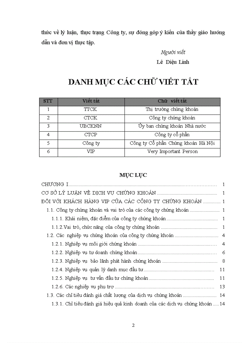 1số giải pháp nâng cao chất lượng dịch vụ chứng khoán đối với khách hàng VIP của Công ty CP chứng khoán Hà Nội