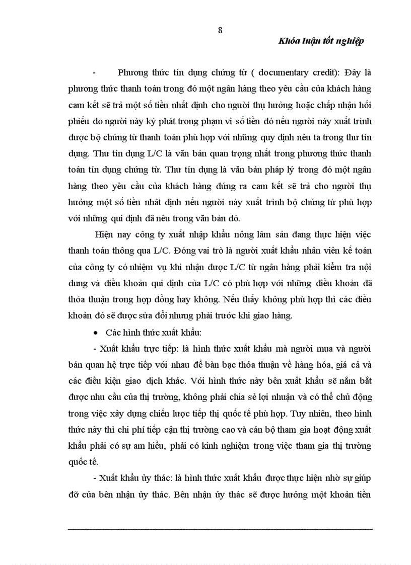 image for page Kế toán lưu chuyển hàng xuất khẩu và xác đinh kết quả tại Công ty XNK nông lâm sản và vật tư nông nghiệp