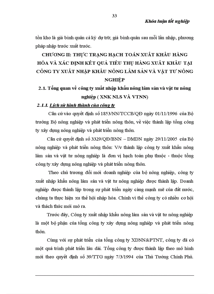 image for page Kế toán lưu chuyển hàng xuất khẩu và xác đinh kết quả tại Công ty XNK nông lâm sản và vật tư nông nghiệp