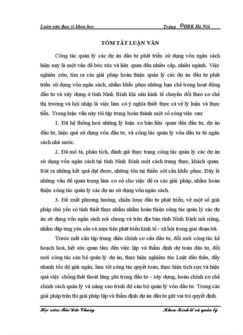 image for page Thực trạng và giải pháp hoàn thiện quản lý các dự án đầu tư phát triển sử dụng vốn ngân sách trên địa bàn tỉnh Ninh Bình lt ThS gt