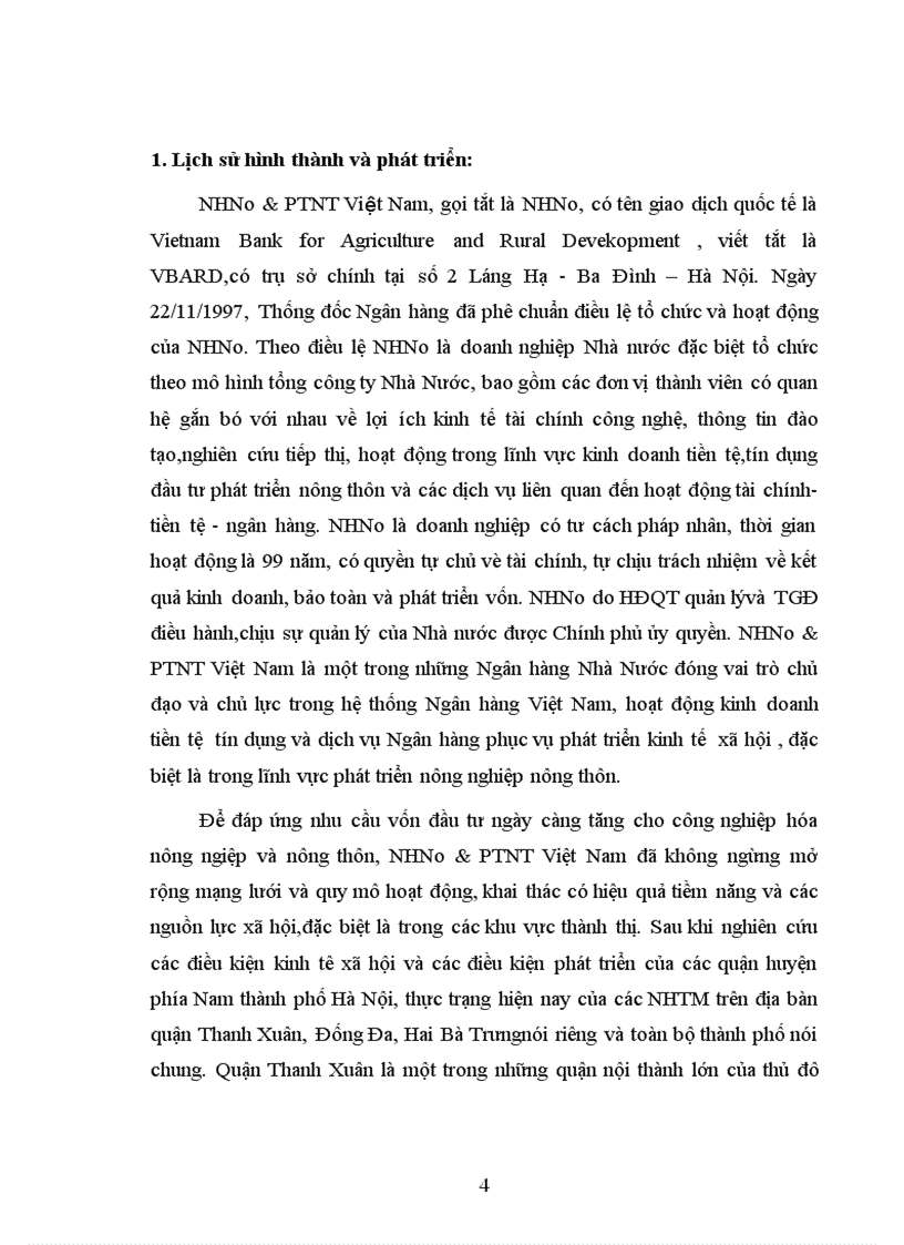 Báo cáo thực tập Tại ngân hàng NHNo PTNT AgriBank Việt Nam chi nhánh Nam Hà Nội