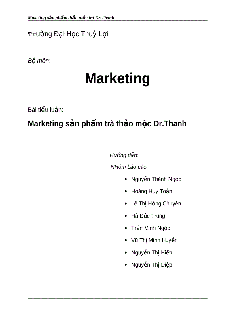 Marketing sản phẩm trà thảo mộc Dr Thanh