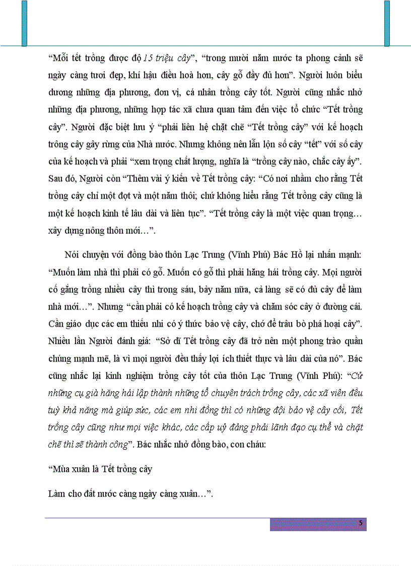 image for page Phân tích luận điểm của Hồ Chí Minh Vì lợi ích mười năm thì phải trồng cây vì lợi ích trăm năm thì phải trồng người vận dụng vào công cuộc đổi mới của Việt Nam hiện nay