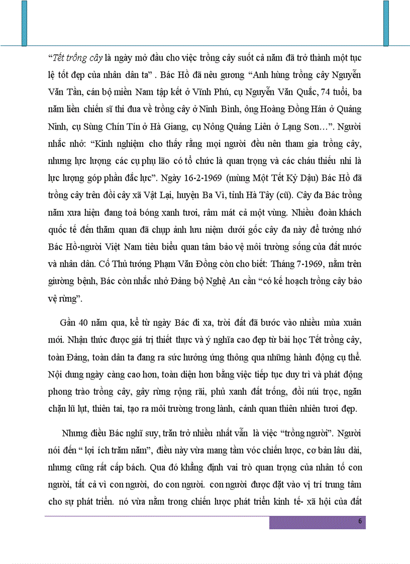 image for page Phân tích luận điểm của Hồ Chí Minh Vì lợi ích mười năm thì phải trồng cây vì lợi ích trăm năm thì phải trồng người vận dụng vào công cuộc đổi mới của Việt Nam hiện nay