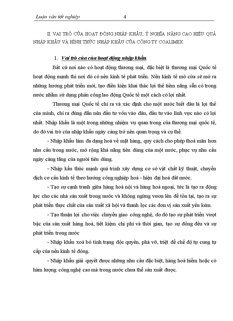 Thực trạng và biện pháp nâng cao hiệu quả nhập khẩu máy móc thiết bị của Công ty COALIMEX