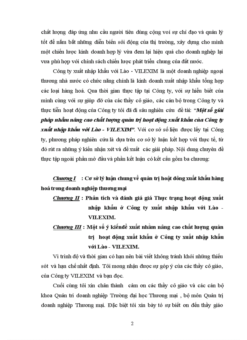 image for page 1số giải pháp nhằm nâng cao chất lượng quản trị hoạt động xuất khẩu của Công ty XNK với Lào VILEXIM