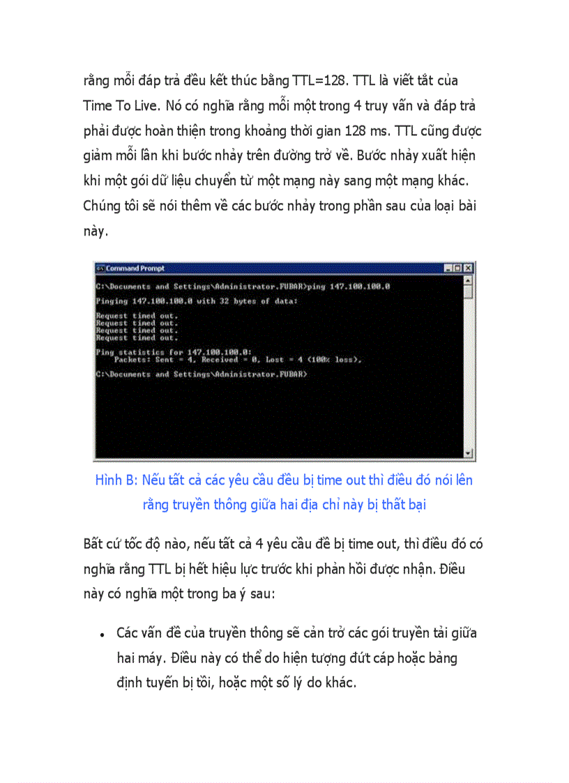 Lệnh Ping trong xử lý lổi mạng