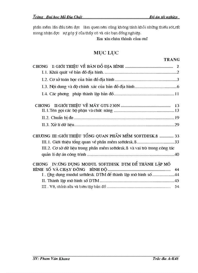 image for page Thành lập bản đồ địa hình bằng phần mềm Softdesk 8 0 và dữ liệu máy toàn đạc điện tử Topcon GTS 230n