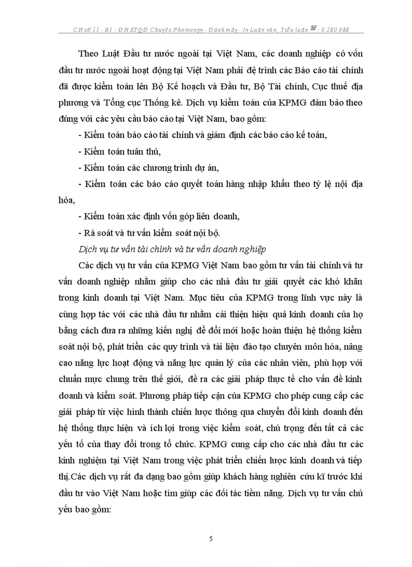 Báo cáo thực tập Tại Công ty TNHH KPMG VN