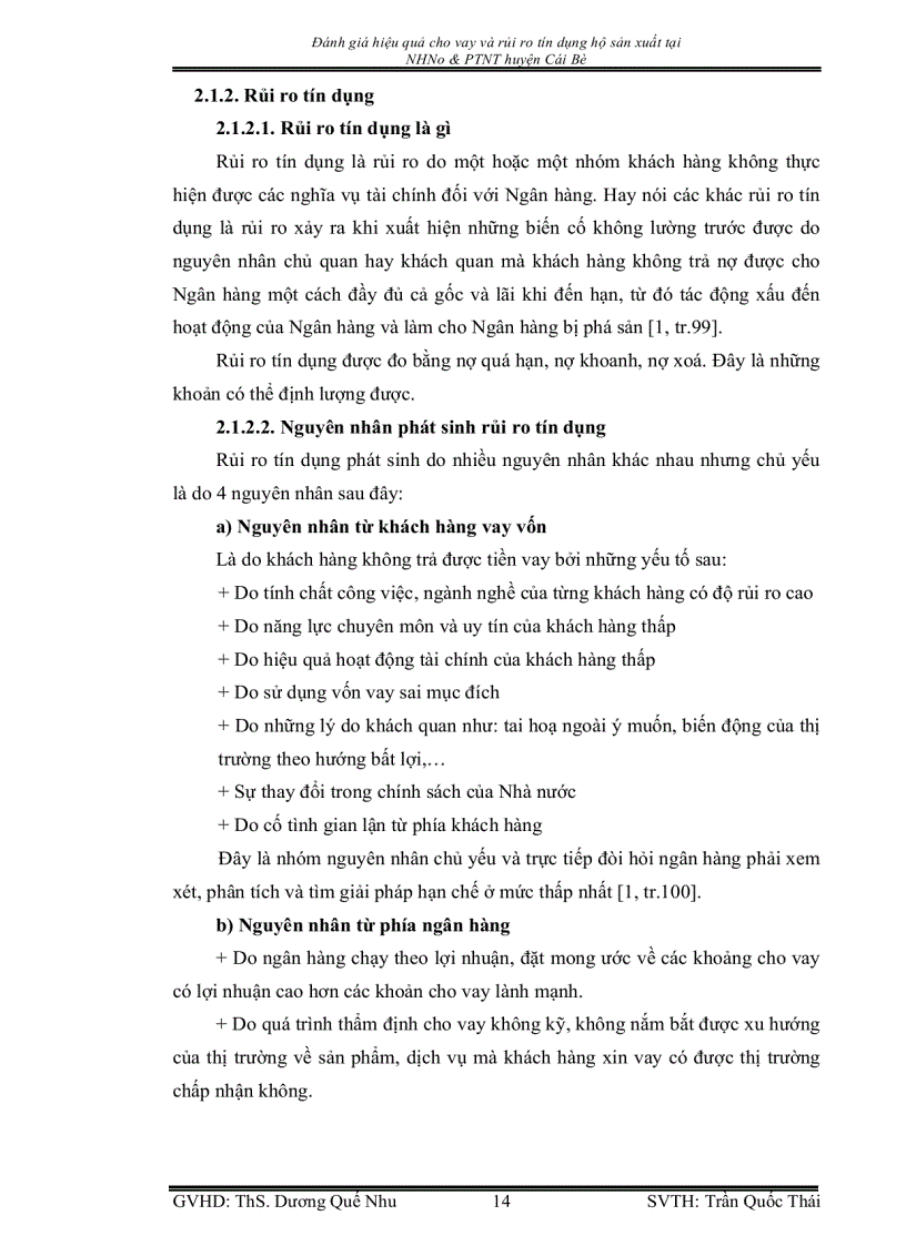 image for page Đánh giá hiệu quả cho vay và rủi ro tín dụng hộ sản xuất tại Ngân hàng Nông Nghiệp và Phát Triển Nông Thôn huyện Cái Bè