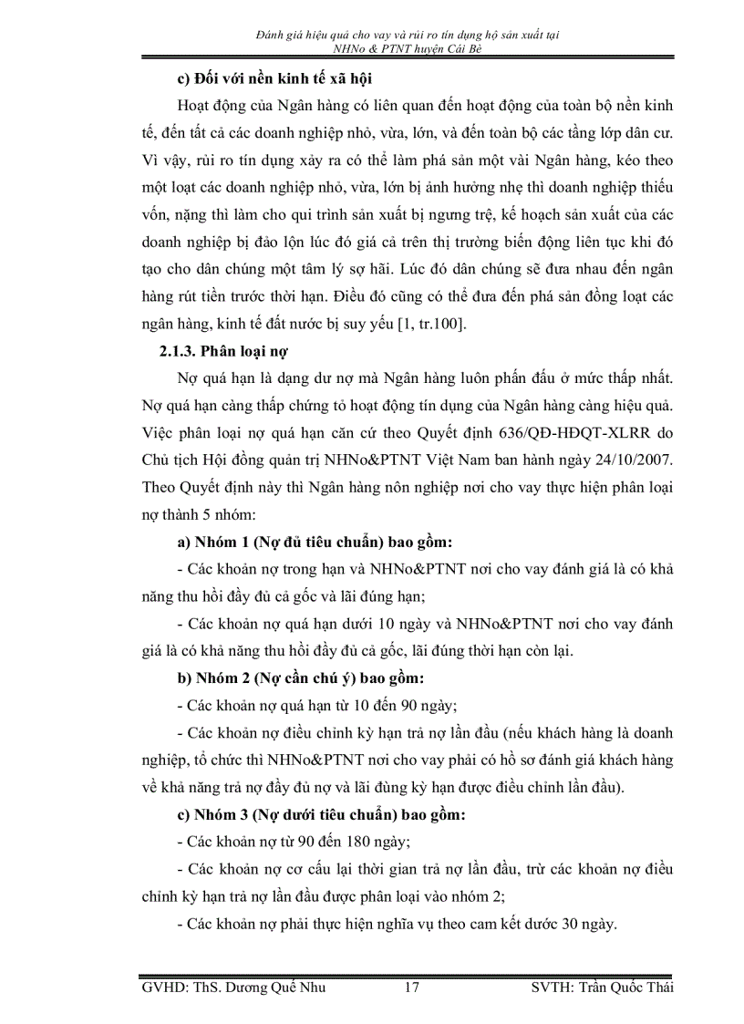 image for page Đánh giá hiệu quả cho vay và rủi ro tín dụng hộ sản xuất tại Ngân hàng Nông Nghiệp và Phát Triển Nông Thôn huyện Cái Bè