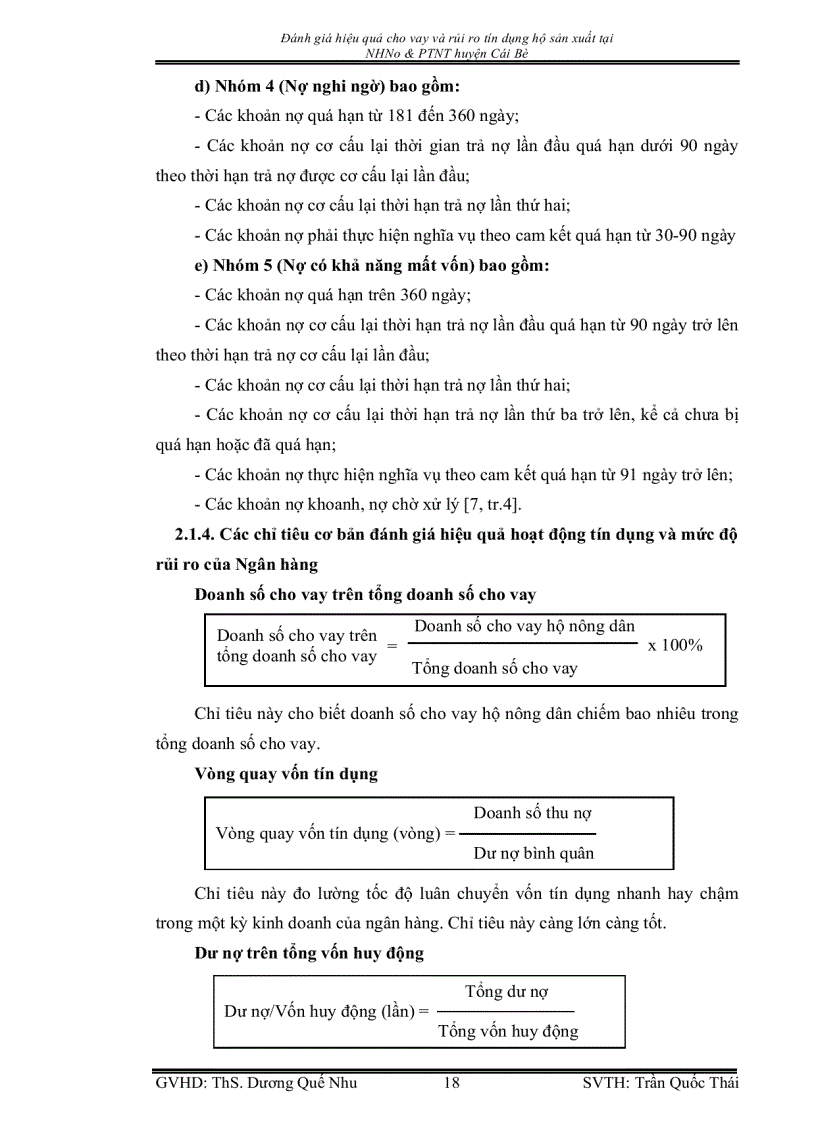 image for page Đánh giá hiệu quả cho vay và rủi ro tín dụng hộ sản xuất tại Ngân hàng Nông Nghiệp và Phát Triển Nông Thôn huyện Cái Bè